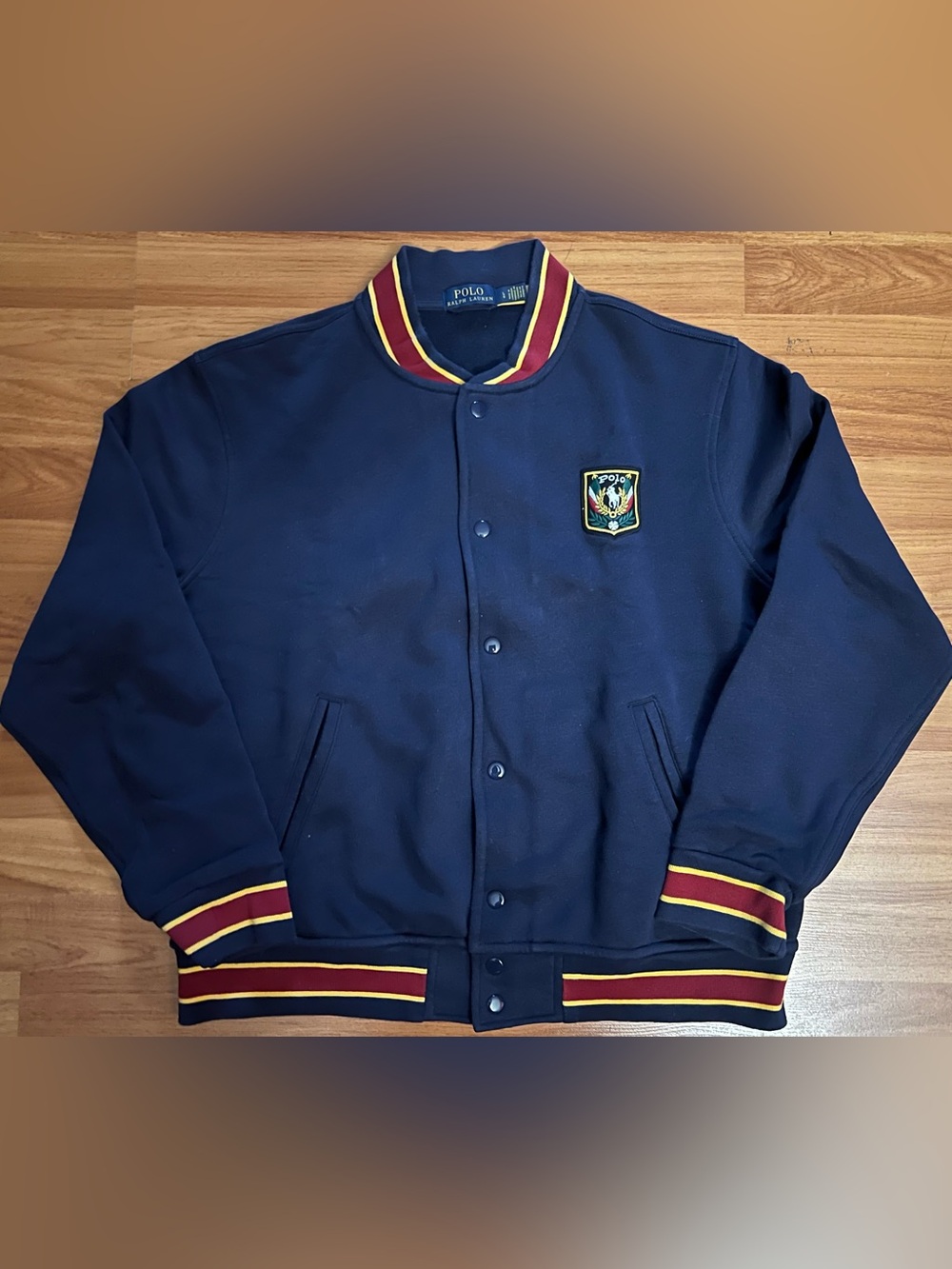 Polo by Ralph Lauren Navy Bomber Jacket with Red and Yellow Trim